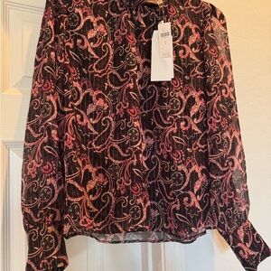 NWT Kachel x Anthropologie paisley-print blouse made of a silk blend Size 6
